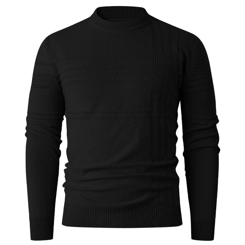 Herren nan Feinstrick-Pullover Rundhals mit geprägter Streifenstruktur und schmaler Silhouette