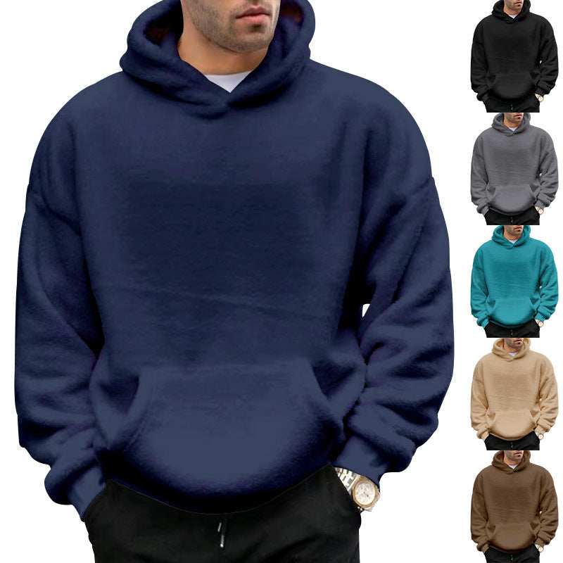 Unisex nan kuscheliger Teddy-Fleece Hoodie mit überlanger Passform und Kängurutasche