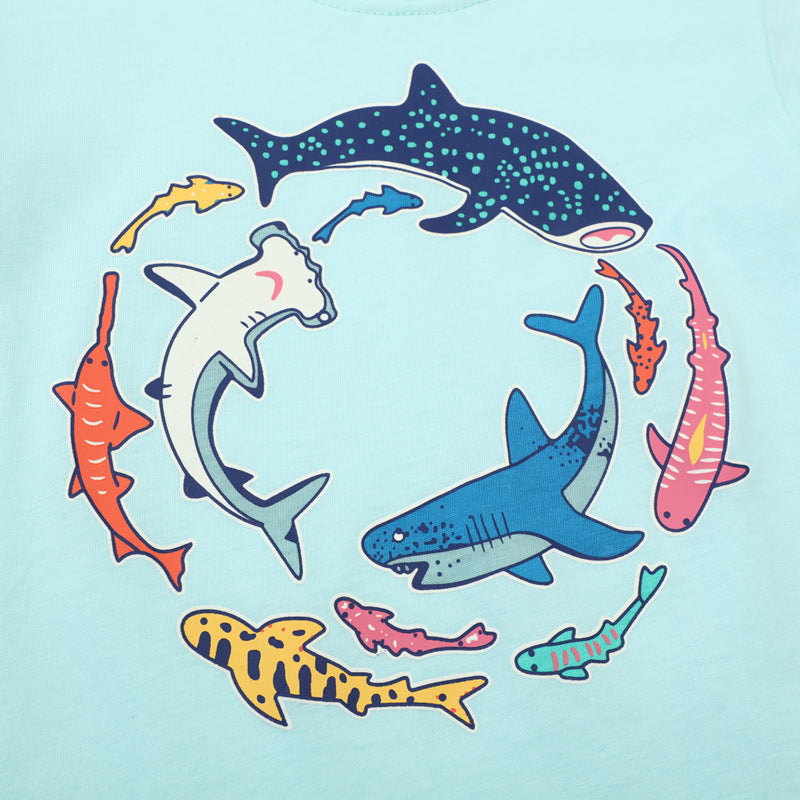 Kinder T-Shirt mit maritimen Haifischmotiven