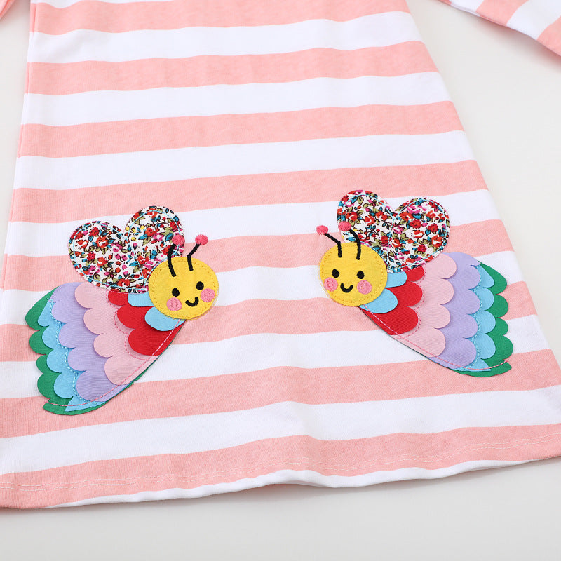 Mädchen Langarmkleid mit buntem Schmetterlingsdesign