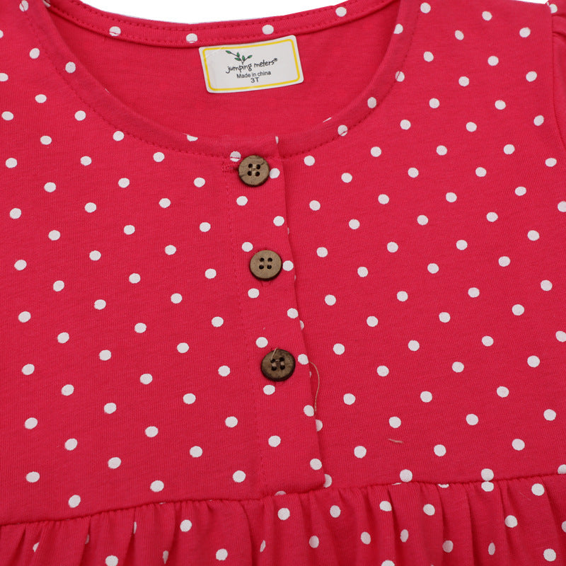 Mädchen Kleid mit niedlicher Pferdemotiv und Punkten