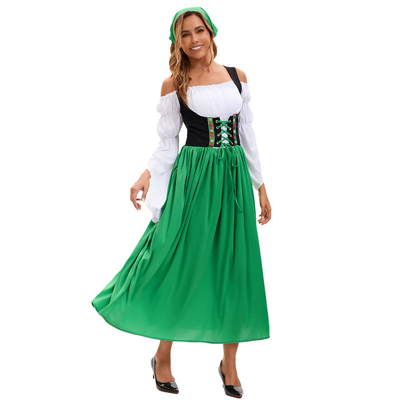 Damen nan Renaissancauernkleid mit geschnürtem Korsett und Trompetenärmeln