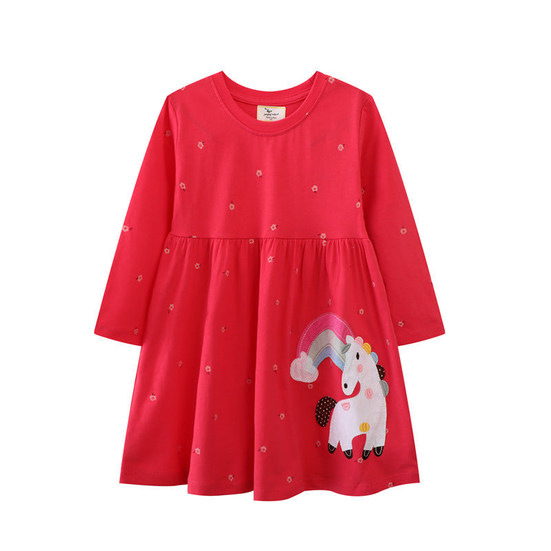 Mädchen Langarmkleid mit bezauberndem Einhorn-Design