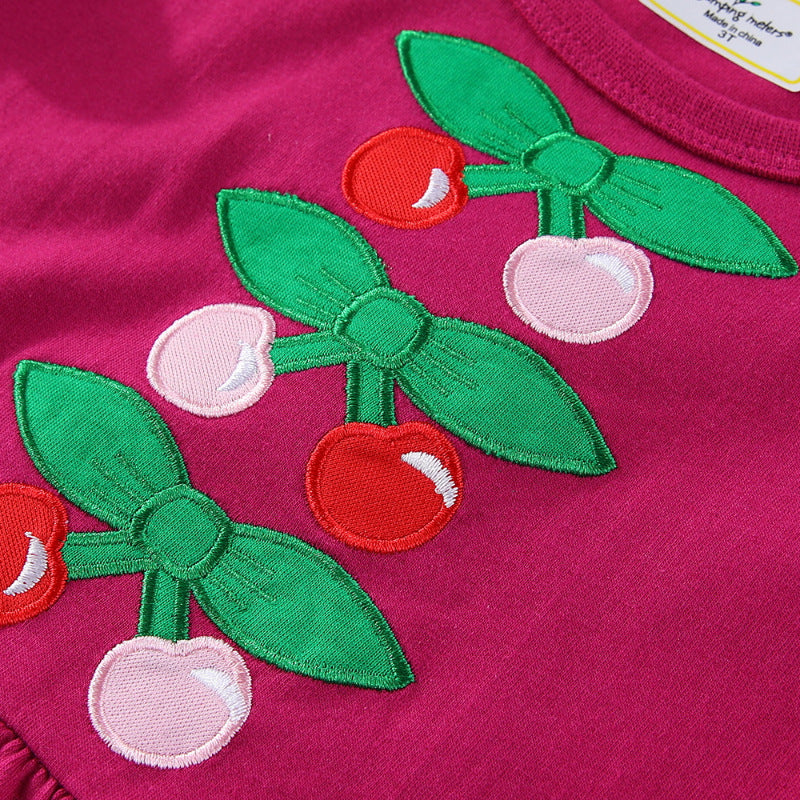 Mädchen Freizeitkleid mit niedlichem Kirsch-Motiv und Rüschen