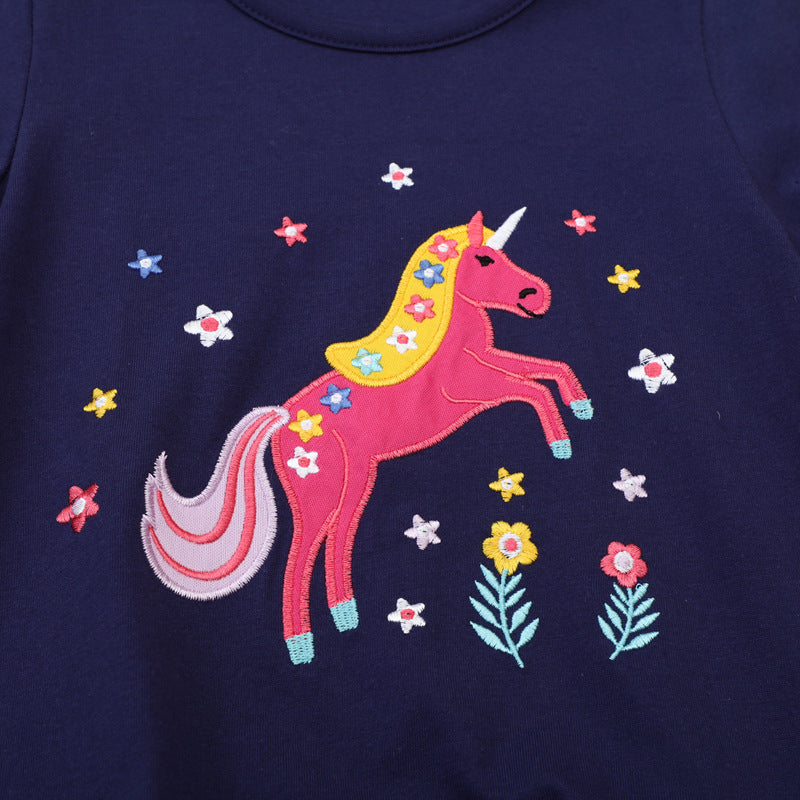 Mädchen T-Shirt Kleid mit zauberhaftem Einhornmotiv