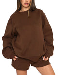 Damen nan weites Sweatshirt und Shorts Haus-Set aus weichem Frottee