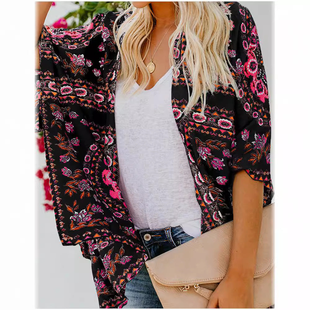 Damen luftiger Kimono mit floralem Muster und weitem Schnitt Selmira