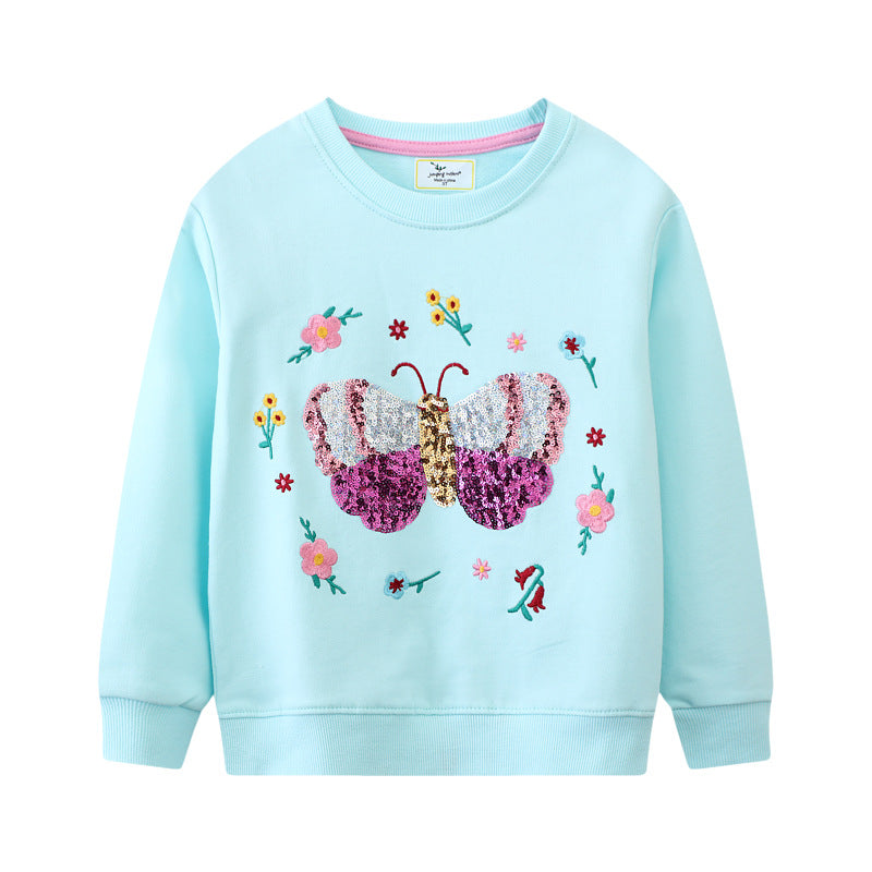 Mädchen Sweatshirt mit buntem Schmetterlingsmotiv