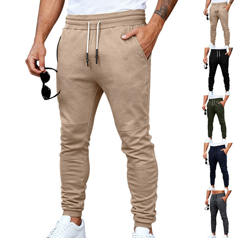 Herren nan tapered Jogginghose mit Kniepasse, elastischem Tunnelzugbund und Reißverschlusstaschen