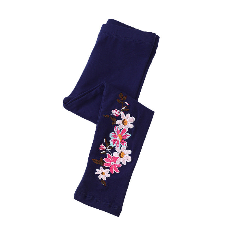Mädchen Leggings mit floralem Stickdesign