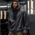 Herren nan oversized Zip-Hoodie mit durchgehendem Reißverschluss, Kängurutasche und gerippten Bündchen
