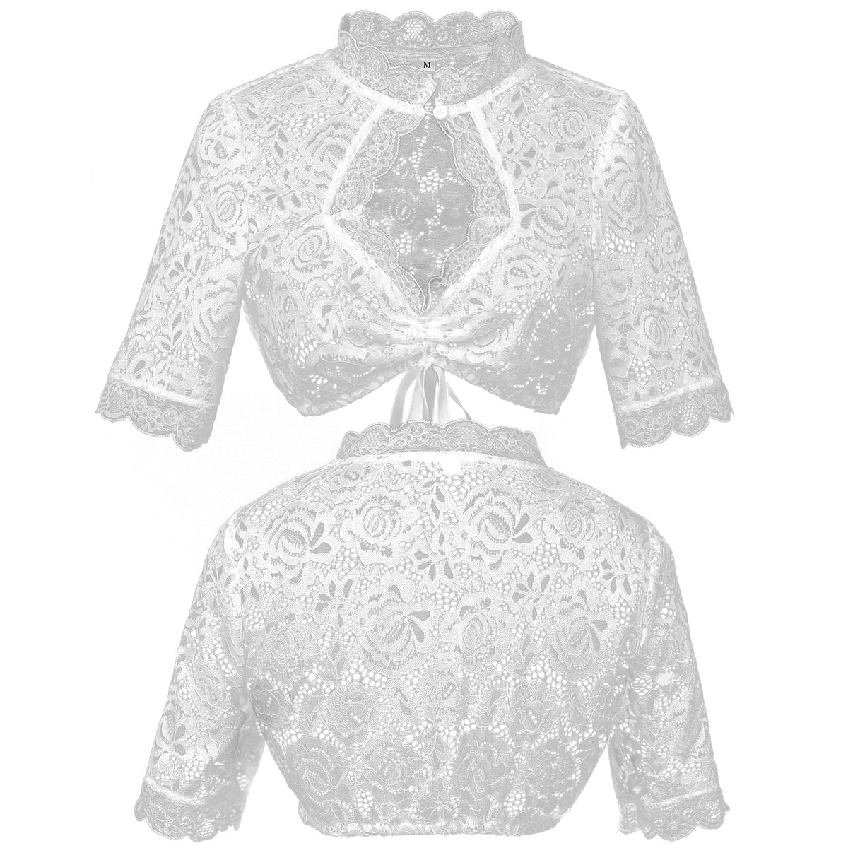 Damen nan Spitzenbolero kurz mit Stehkragen und Bindand