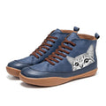 Damen nan knöchelhohe Sneaker mit niedlichem Katzenmotiv Stickerei und ergonomischem Komfortfußbett