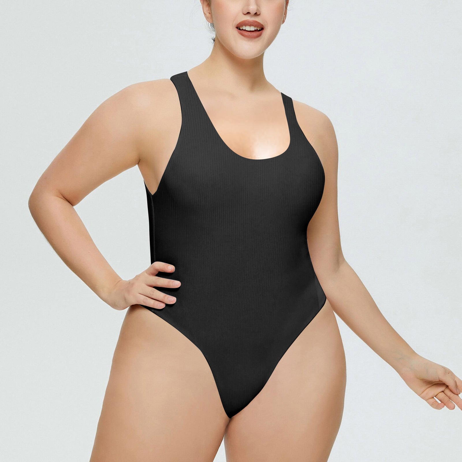 Damen Hochgeschnittenes Rib-Badeanzug Selmira