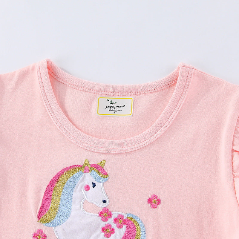 Mädchen Tüllkleid mit niedlichem Einhornmotiv