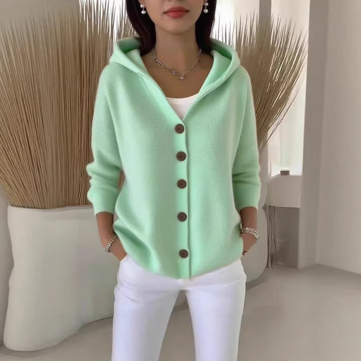 Damen nan Kapuzen-Cardigan mit Knopfleiste und lässiger Oversize-Passform