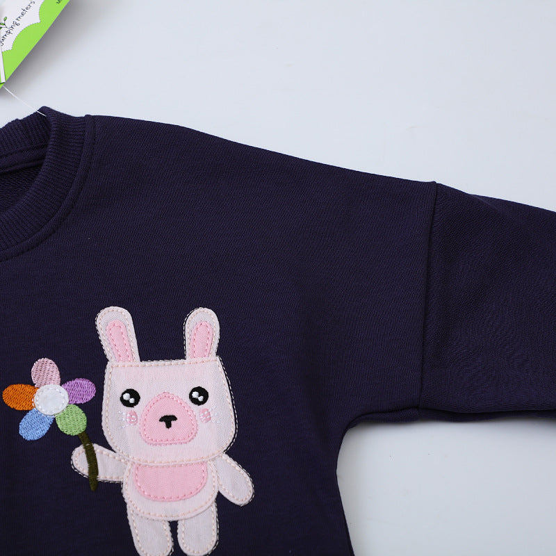Mädchen Sweatshirt mit buntem Hasenmotiv