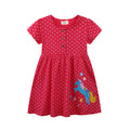 Mädchen Kleid mit niedlicher Pferdemotiv und Punkten