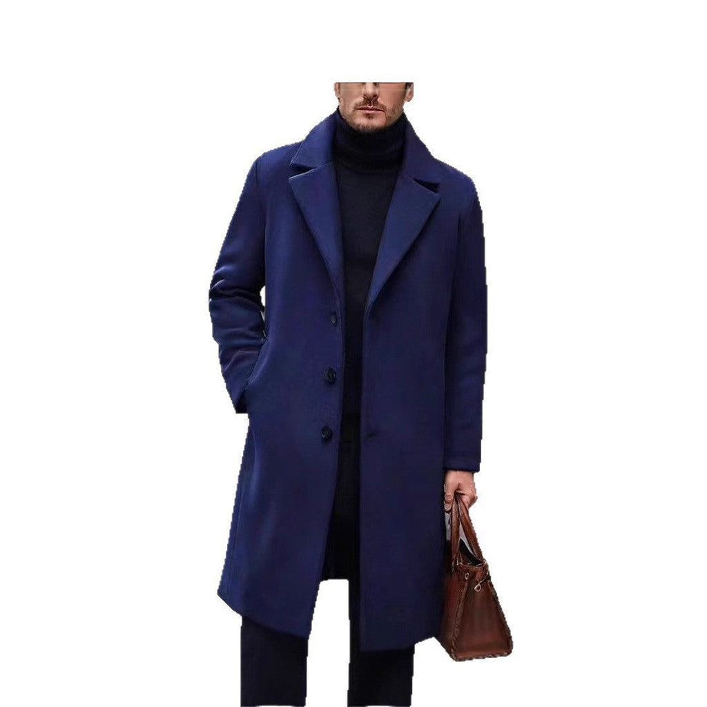Herren nan eleganter Wollmixmantel mit Reverskragen und geradem Schnitt