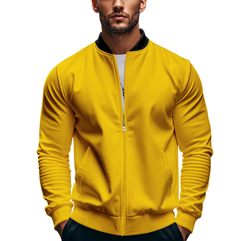 Herren nan schmale Zip-Bomberjacke aus weichem Sweat mit Stehkragen und seitlichen Eingrifftaschen