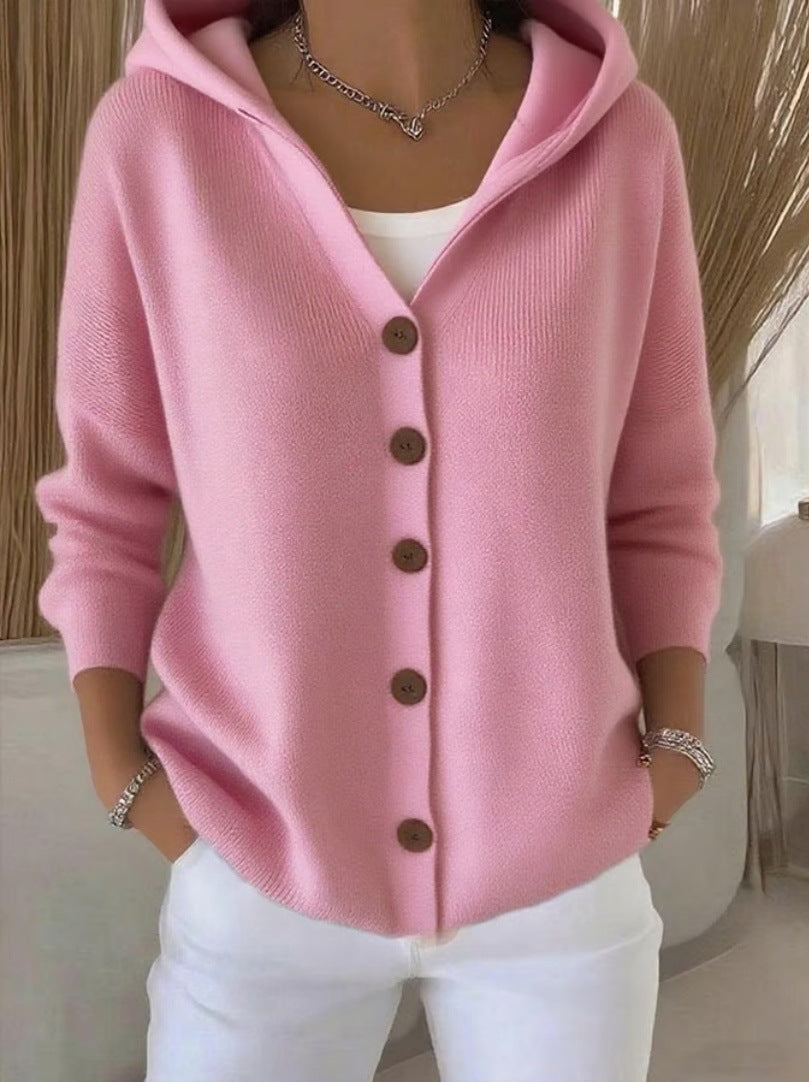 Damen nan Kapuzen-Cardigan mit Knopfleiste und lässiger Oversize-Passform