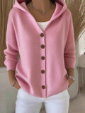 Damen nan Kapuzen-Cardigan mit Knopfleiste und lässiger Oversize-Passform