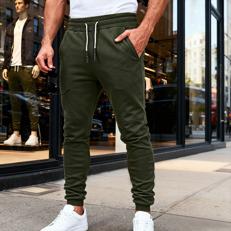 Herren nan tapered Jogginghose mit Kniepasse, elastischem Tunnelzugbund und Reißverschlusstaschen