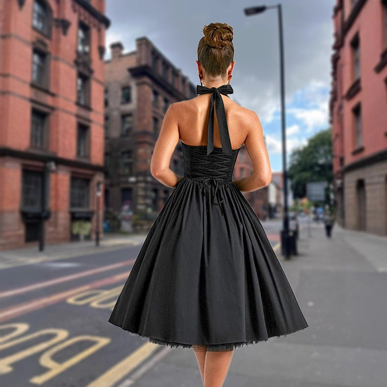 Damen A-Linien Cocktailkleid mit schulterfreiem Design und voluminösem Rock Selmira