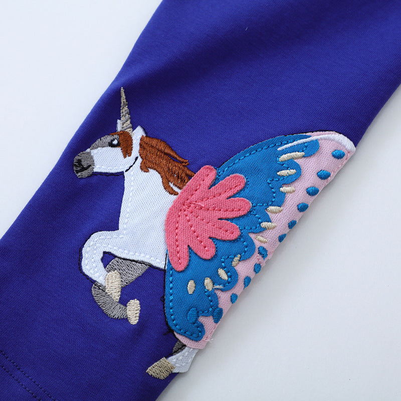 Mädchen Leggings mit zauberhaften Einhorn- und Schmetterlingsapplikationen