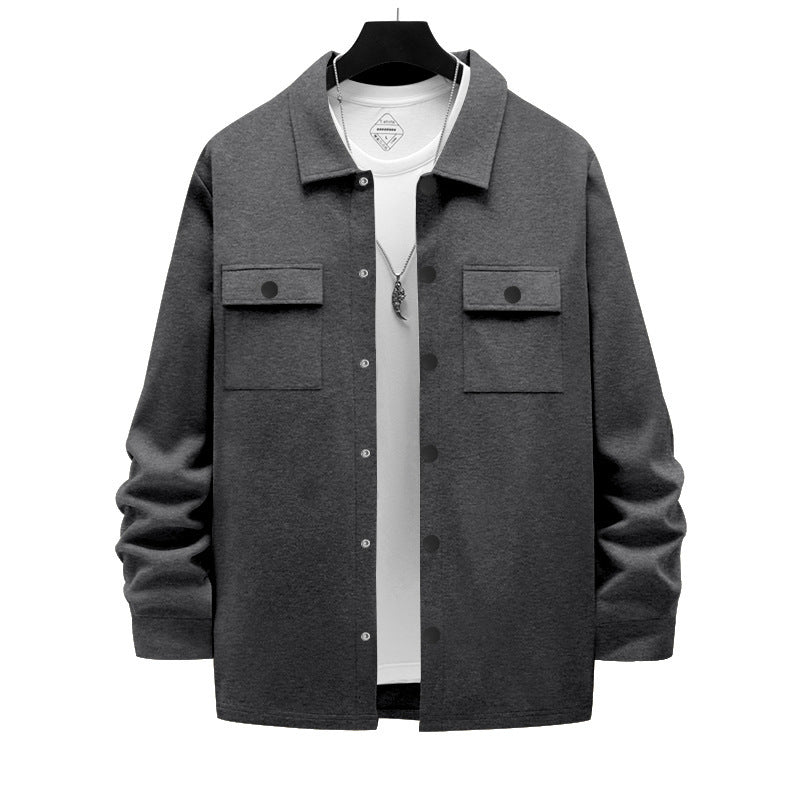Herren nan Overshirt-Jacke mit Brustklappen, lockerer Passform und durchgehender Knopfleiste
