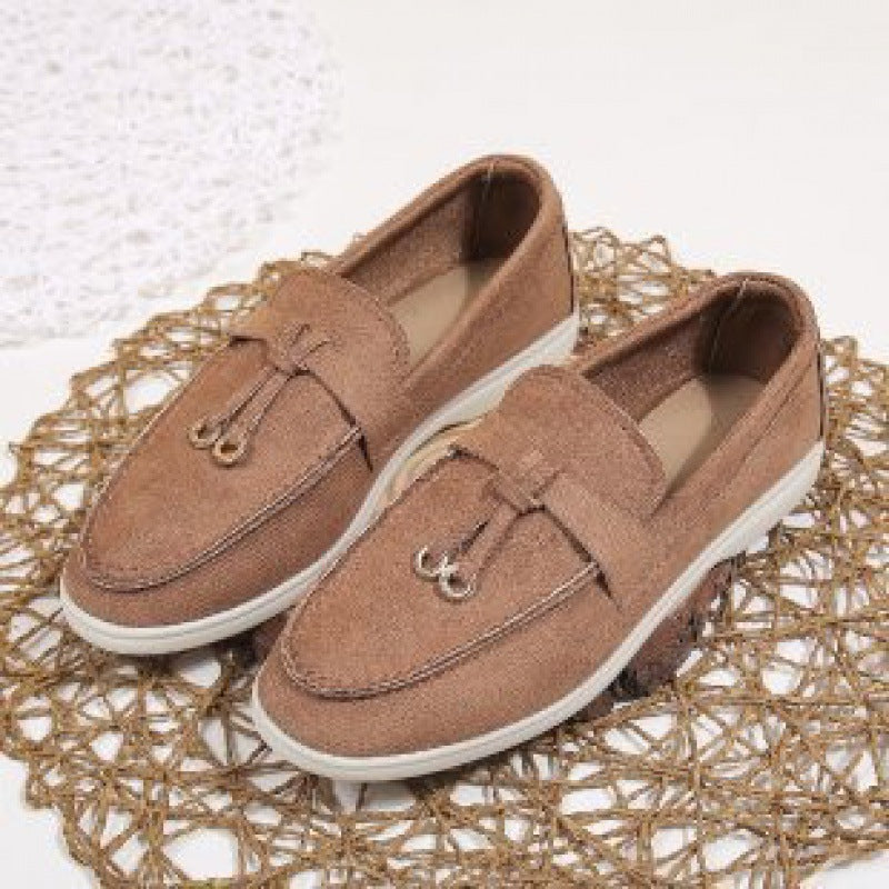 Damen nan bequeme Slip-On Loafer mit dekorativem Quastenbesatz und ergonomischer Gummisohle