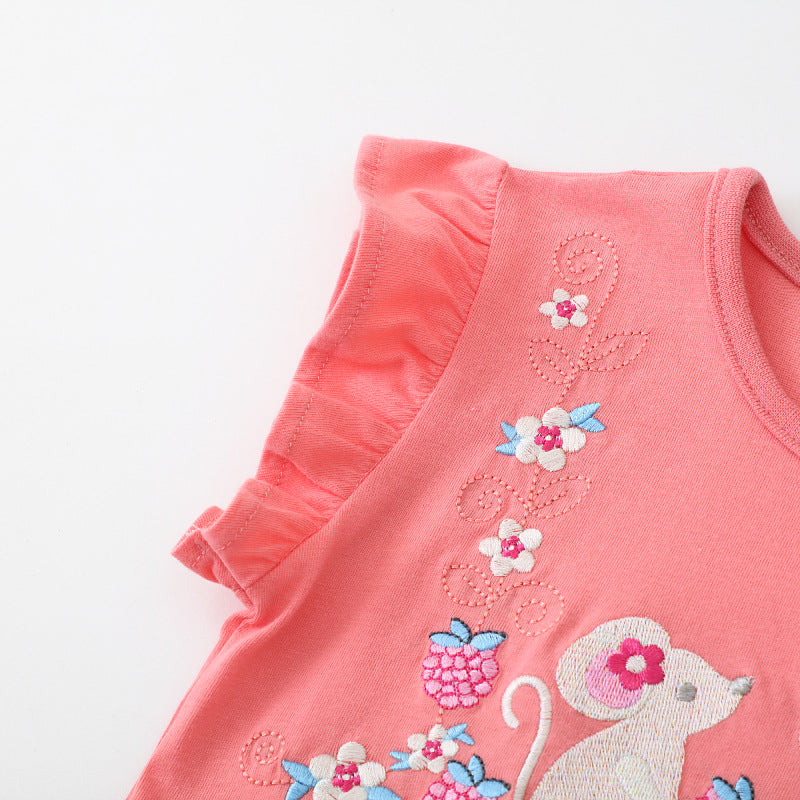 Mädchen Baumwollkleid mit verspieltem Tiermotiv