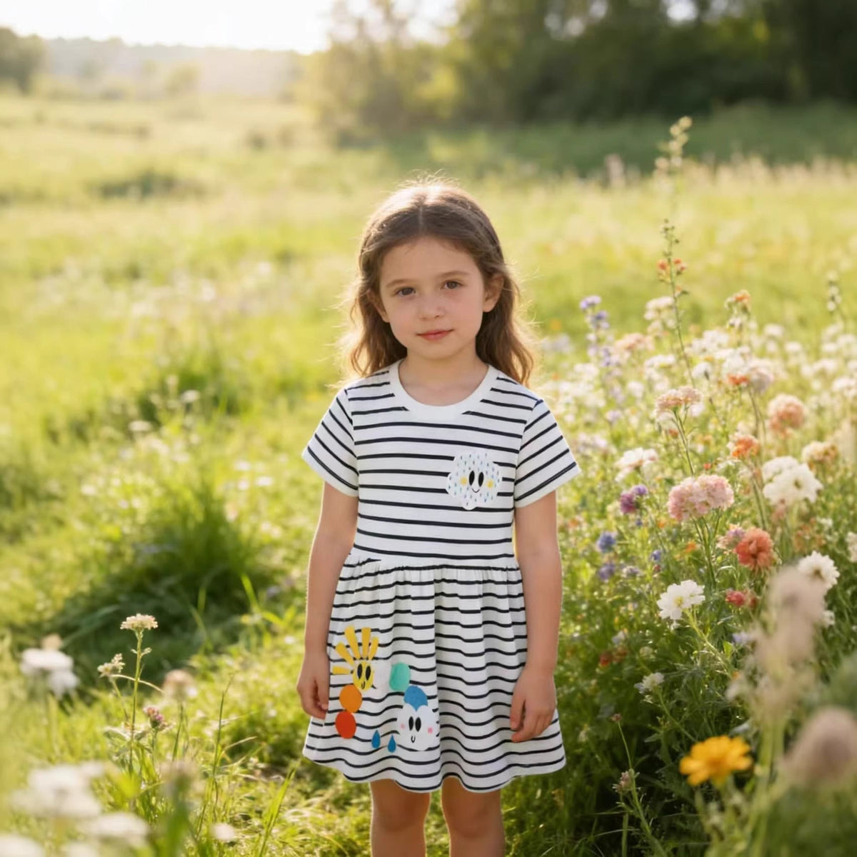 Mädchen Freizeitkleid mit niedlichen tierischen Applikationen