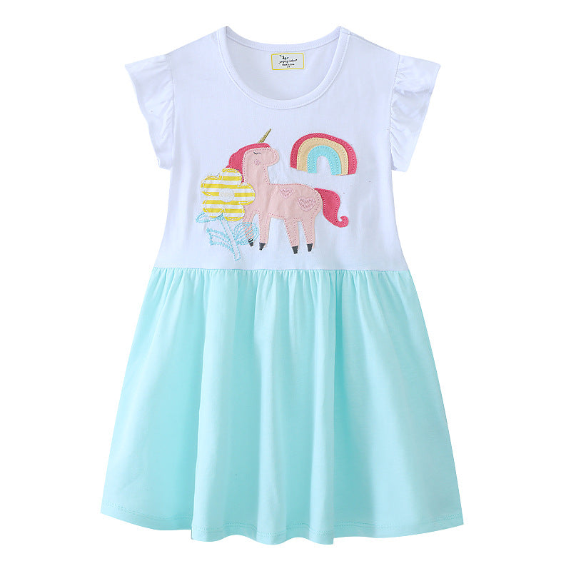 Mädchen Baumwollkleid mit zauberhaftem Einhorn-Motiv