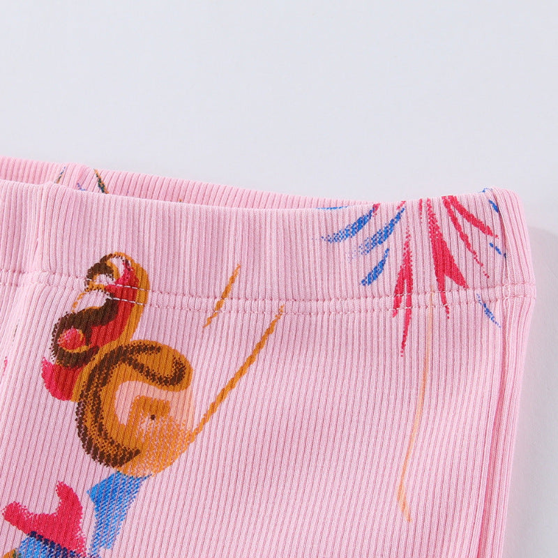 Mädchen Leggings mit buntem Ballerina-Design