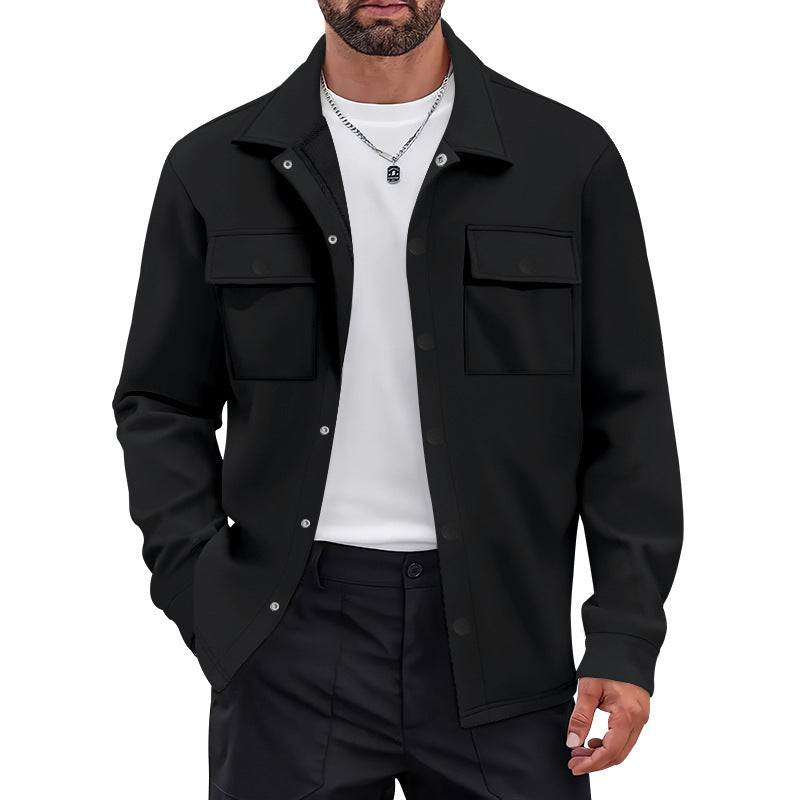 Herren nan Overshirt-Jacke mit Brustklappen, lockerer Passform und durchgehender Knopfleiste