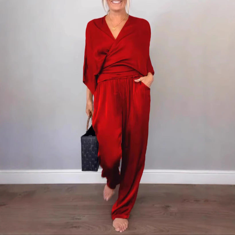 Damen elegantes und bequemes Satin-Hosenanzug Selmira