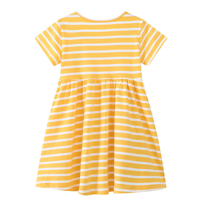Mädchen Freizeitkleid mit gestreiftem Design und zauberhaften Hasen-Applikationen