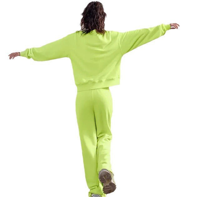 Damen nan Oversize-Sweatshirt und weite Loungehose Set mit Tunnelzug, dezenter Nahtführung und elastischen Bündchen