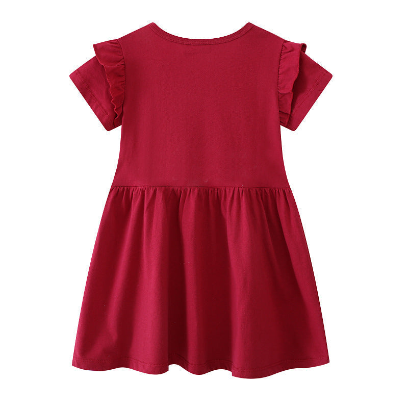 Mädchen Freizeitkleid mit niedlichem Hasen- und Blumenmotiv