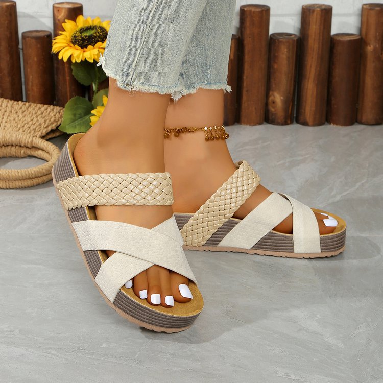 Damen Bequeme Zehentrenner-Sandalen mit geflochtenem Riemendesign und rutschfester Sohle Selmira