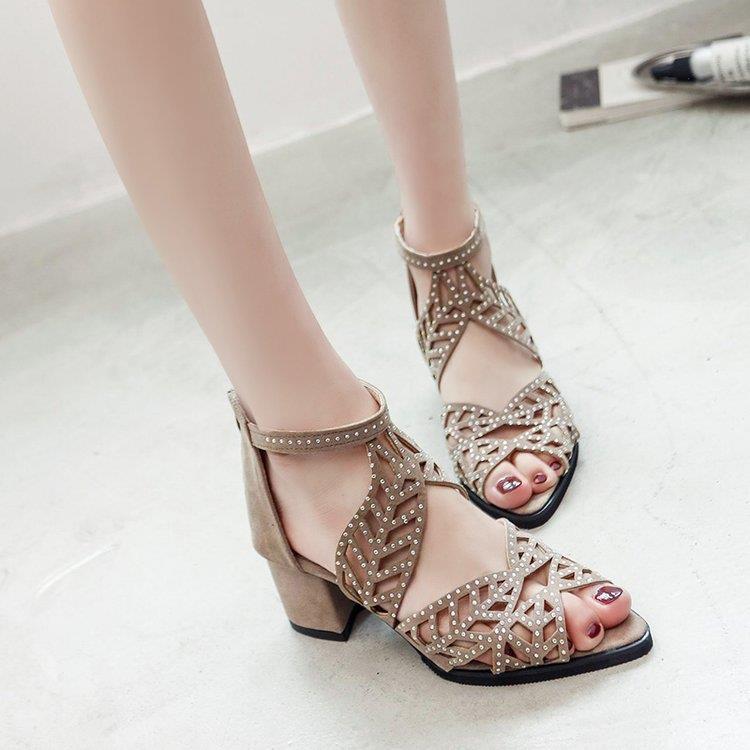 Damen Glamouröse Strass-Sandalen mit Blockabsatz Selmira