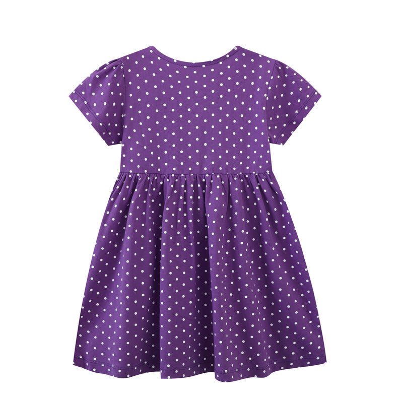 Mädchen Sommerkleid mit hübschen Vogel- und Blumenapplikationen