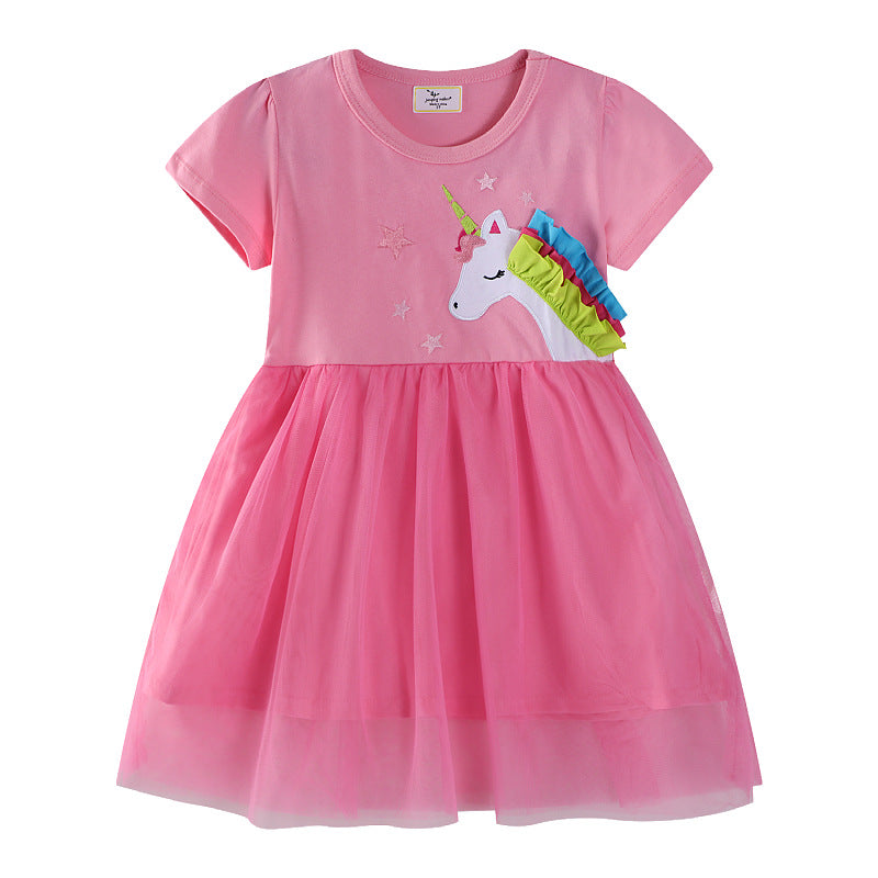 Mädchen Tüllkleid mit Einhornapplikation