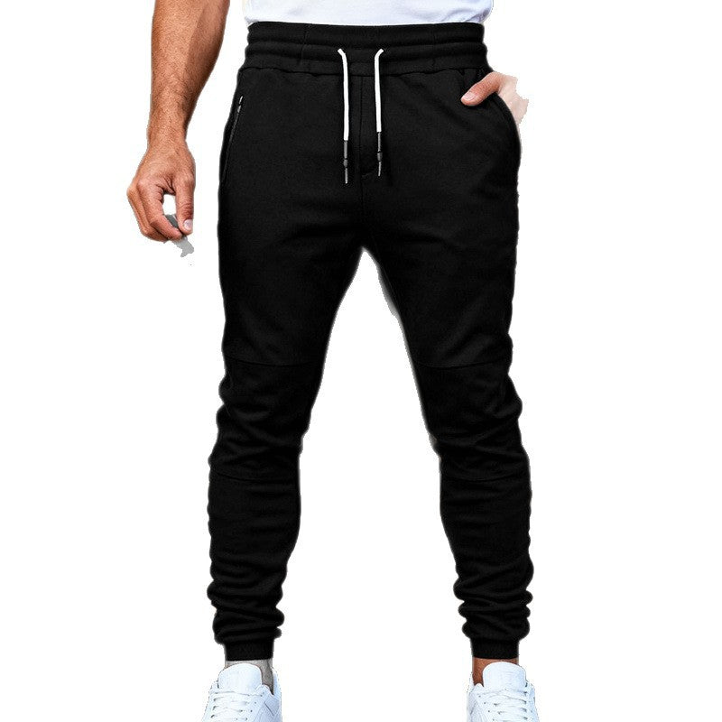 Herren nan tapered Jogginghose mit Kniepasse, elastischem Tunnelzugbund und Reißverschlusstaschen