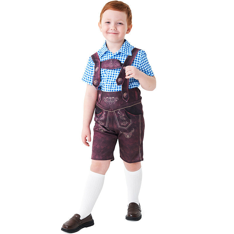 Herren nan kurze Trachtenlederhose mit verstellbaren Trägern und traditioneller Stickerei