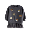 Mädchen Sweatshirt mit Tüllunterrock und tierischen Applikationen