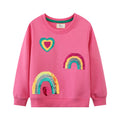 Mädchen Sweatshirt mit glitzernden Regenbogenapplikationen