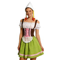 Damen nan traditionelles Dirndl-Kostüm mit Schnürung, Schürze und spitzem Kopftuch