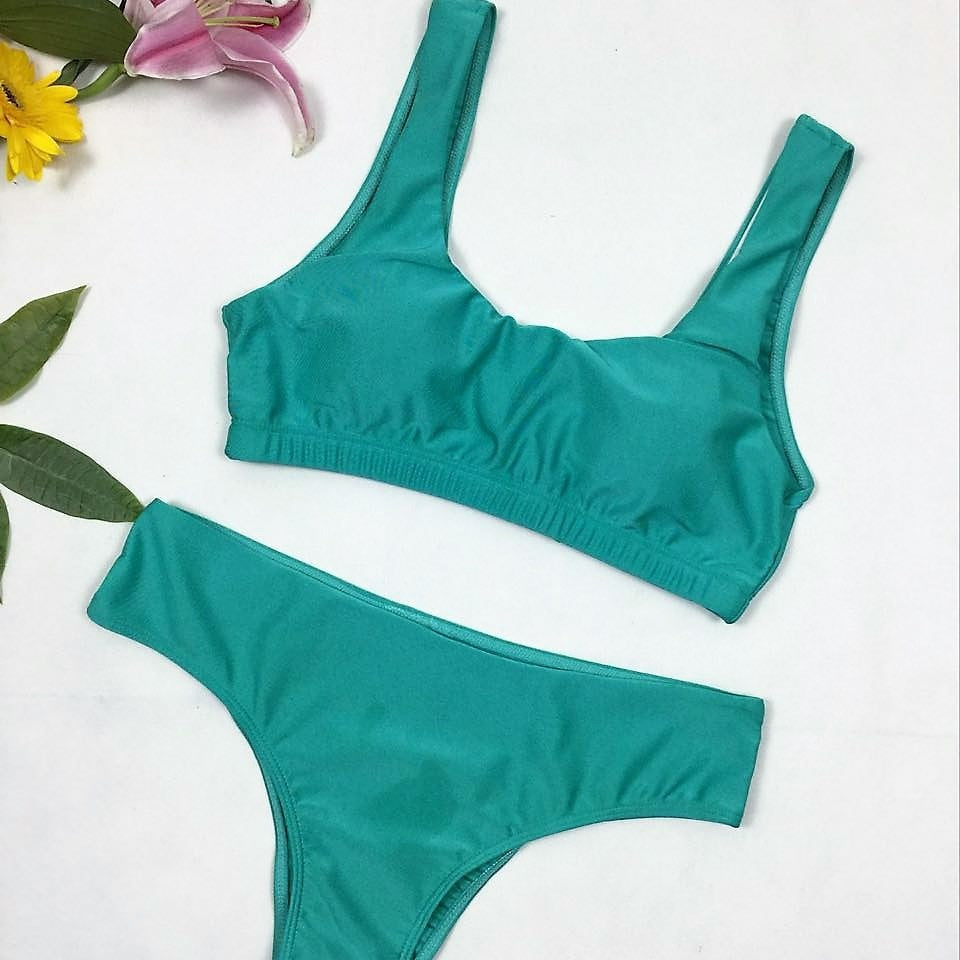 Damen Bikini-Set mit tiefem Hosenbund und breiten Trägern Selmira